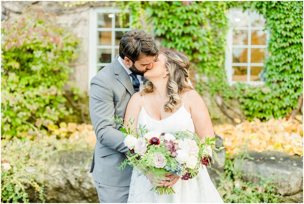 A Sunny Autumn Ancaster Mill Wedding Bride & Groom