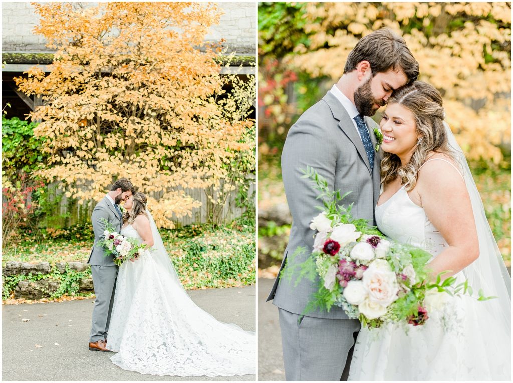 A Sunny Autumn Ancaster Mill Wedding Bride & Groom