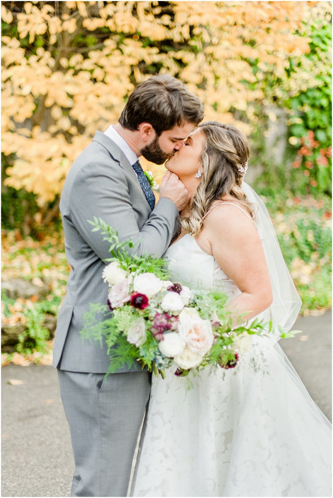 A Sunny Autumn Ancaster Mill Wedding Bride & Groom