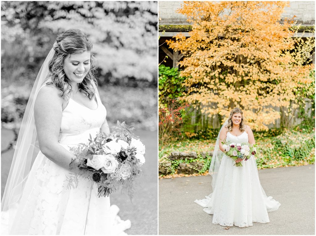 A Sunny Autumn Ancaster Mill Wedding Bride & Groom