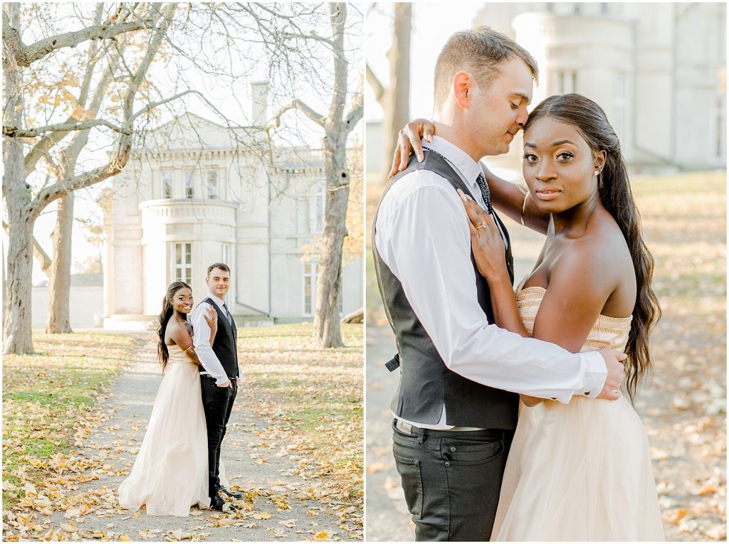 Hamilton engagement session biracial couple fairytale