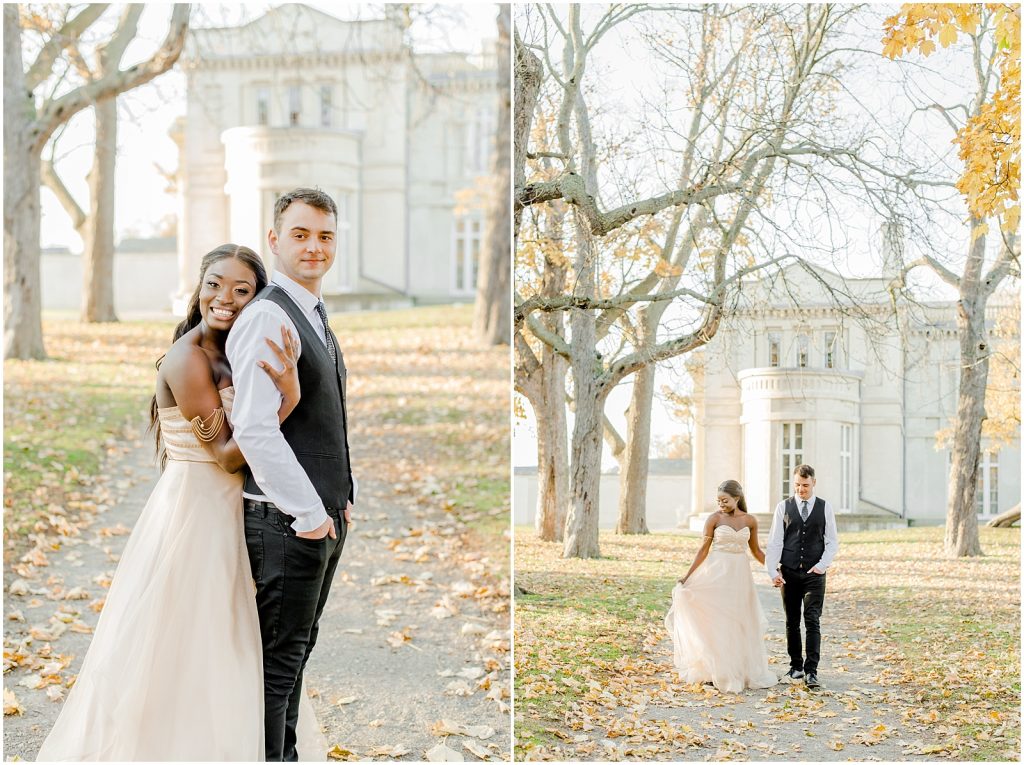 Hamilton engagement session biracial couple fairytale