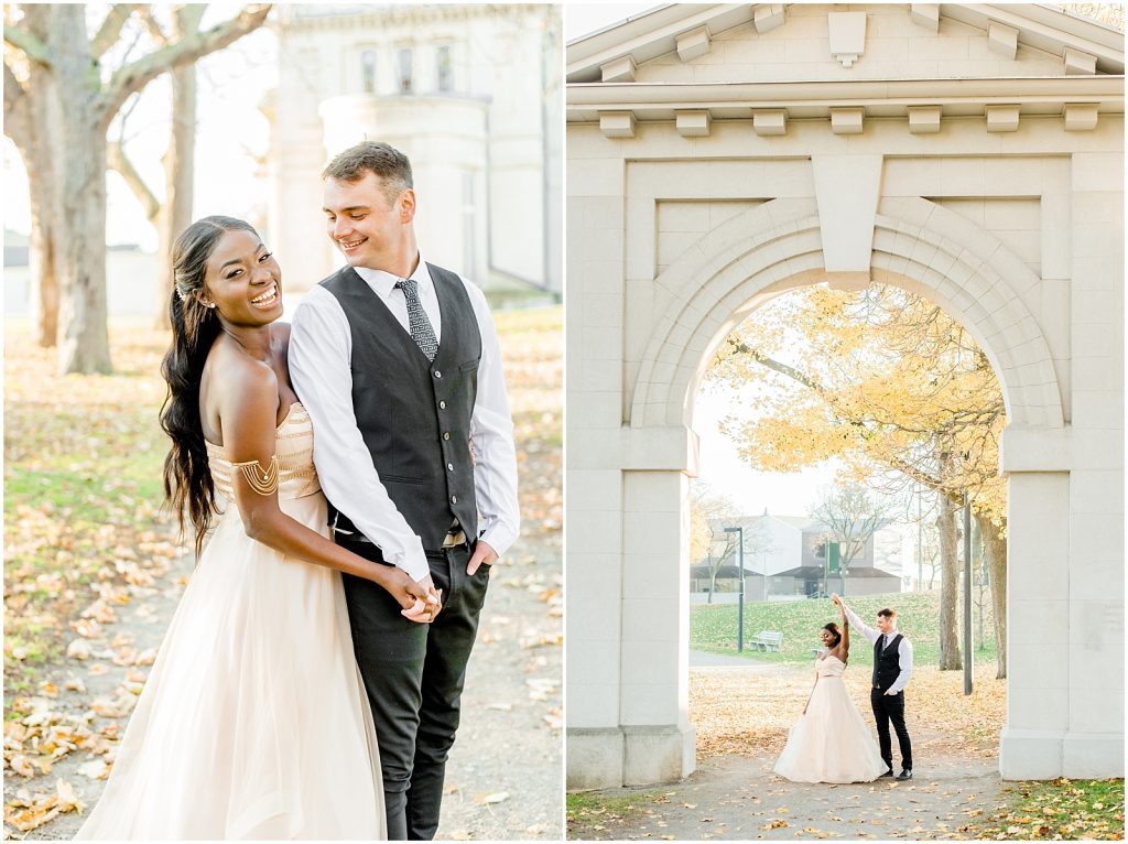 Hamilton engagement session biracial couple fairytale