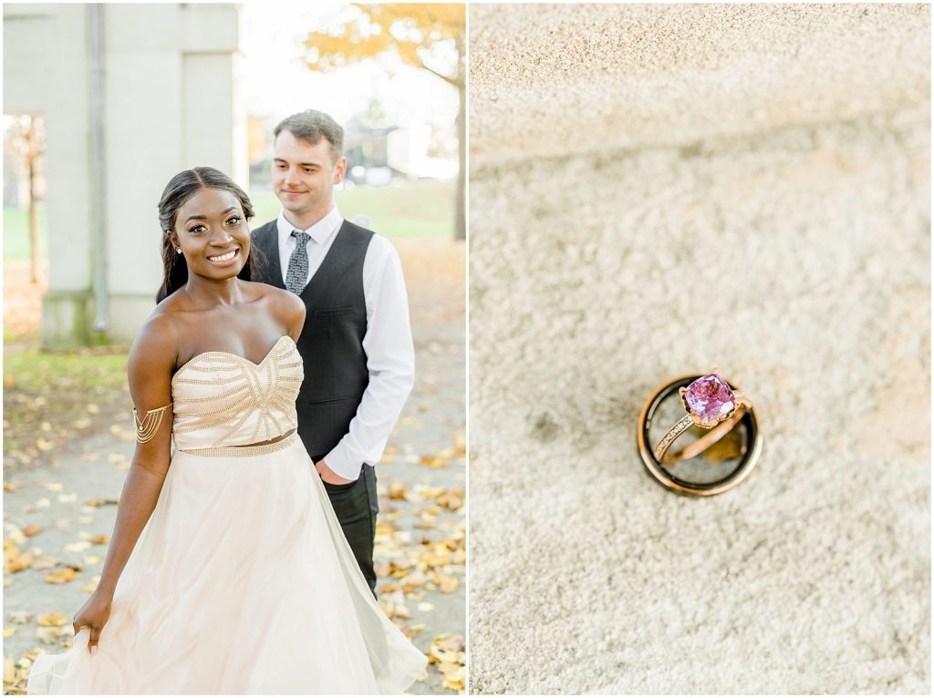 Hamilton engagement session biracial couple fairytale