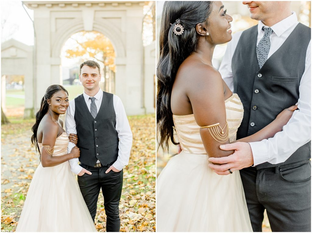 Hamilton engagement session biracial couple fairytale