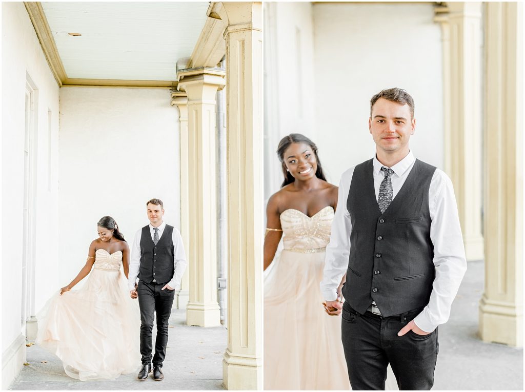 Hamilton engagement session biracial couple fairytale