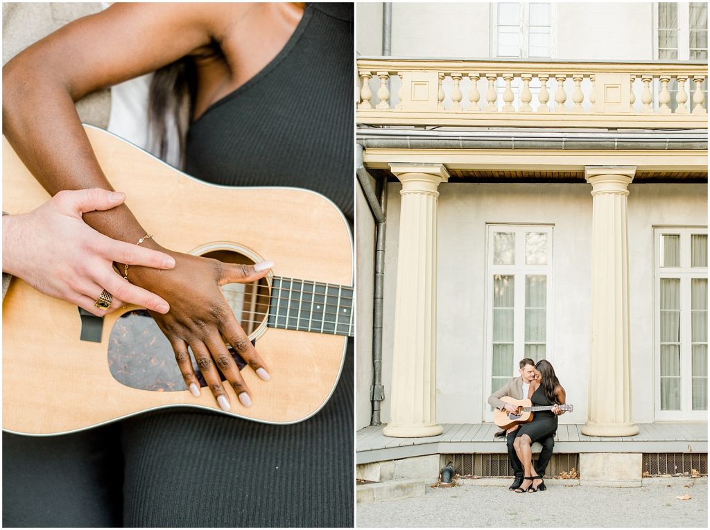 Hamilton engagement session biracial couple modern guitar music