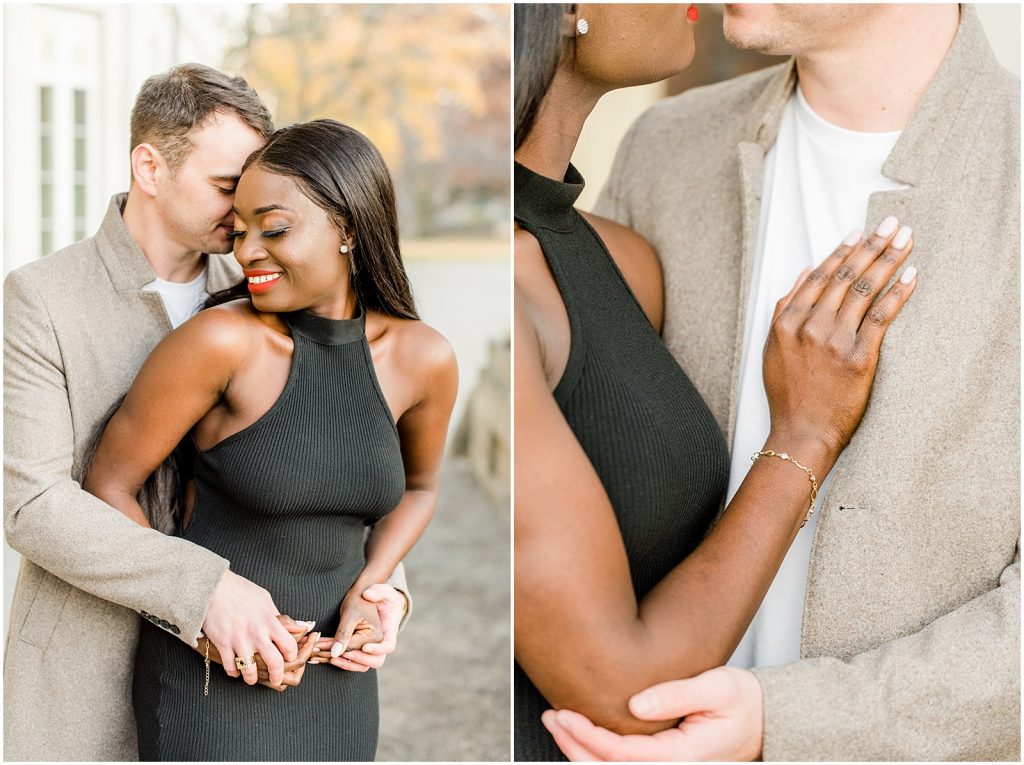 Hamilton engagement session biracial couple modern