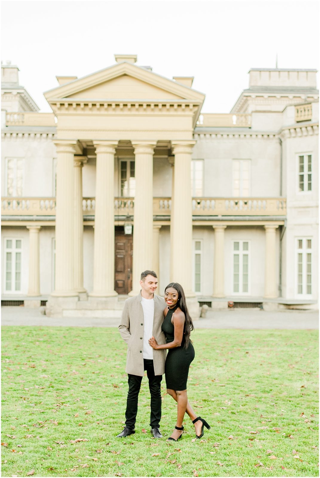 Hamilton engagement session biracial couple modern