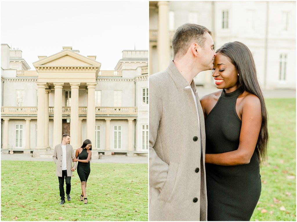 Hamilton engagement session biracial couple modern