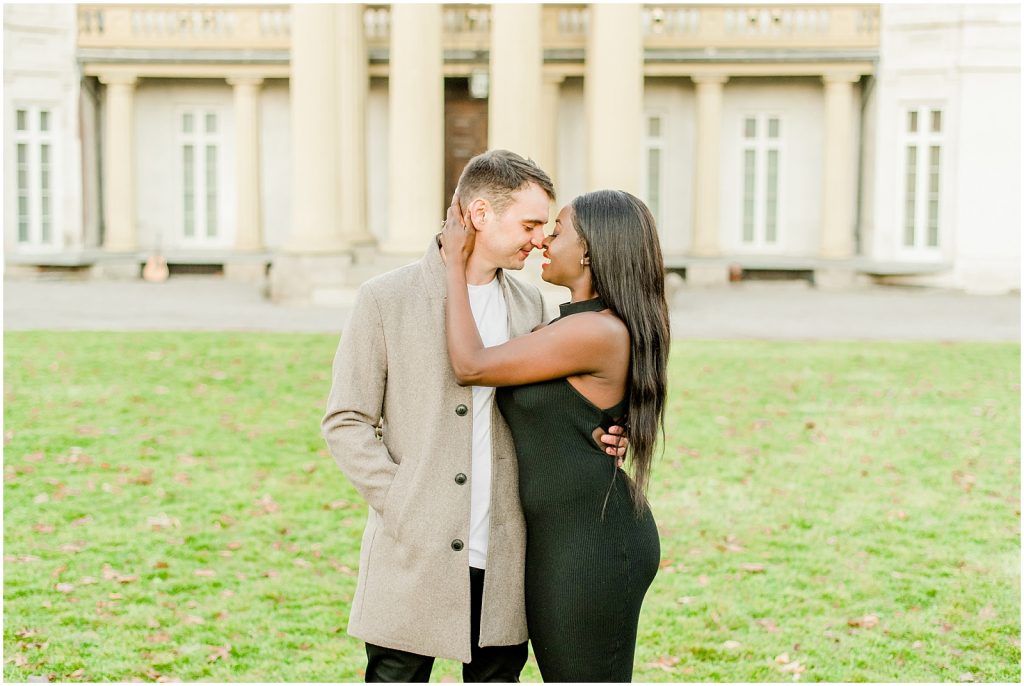 Hamilton engagement session biracial couple modern