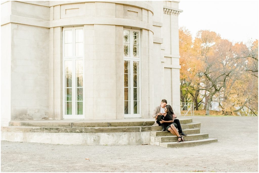 Hamilton engagement session biracial couple modern