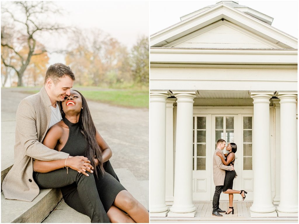 Hamilton engagement session biracial couple modern