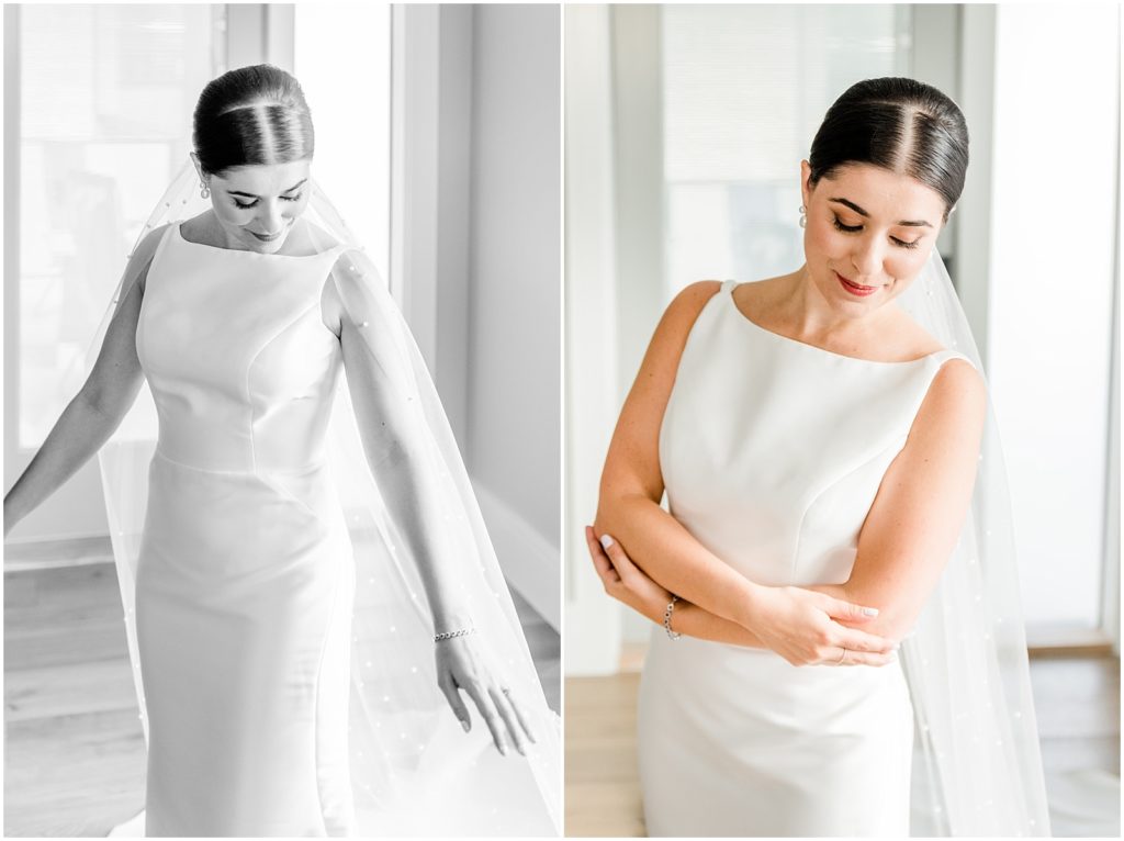 Burnaby Vancouver Wedding Bride in her dress in her bedroom