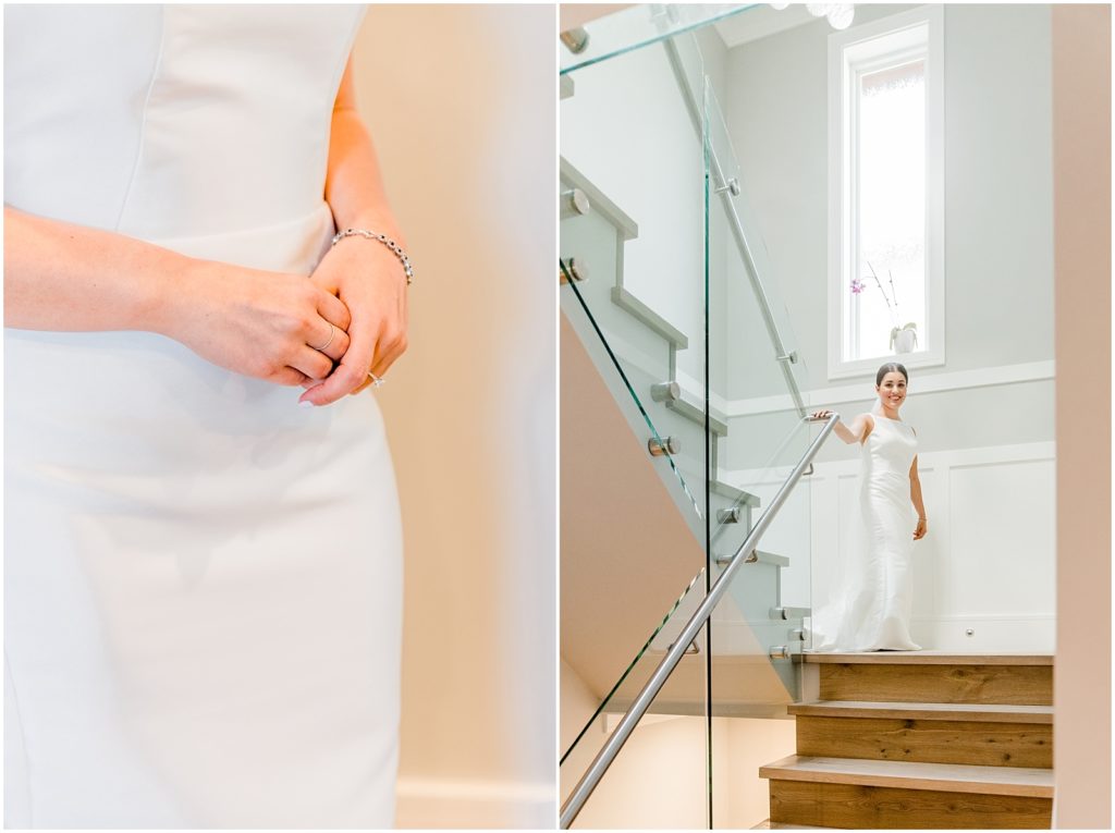 Burnaby Vancouver Wedding Bride coming down the stairs