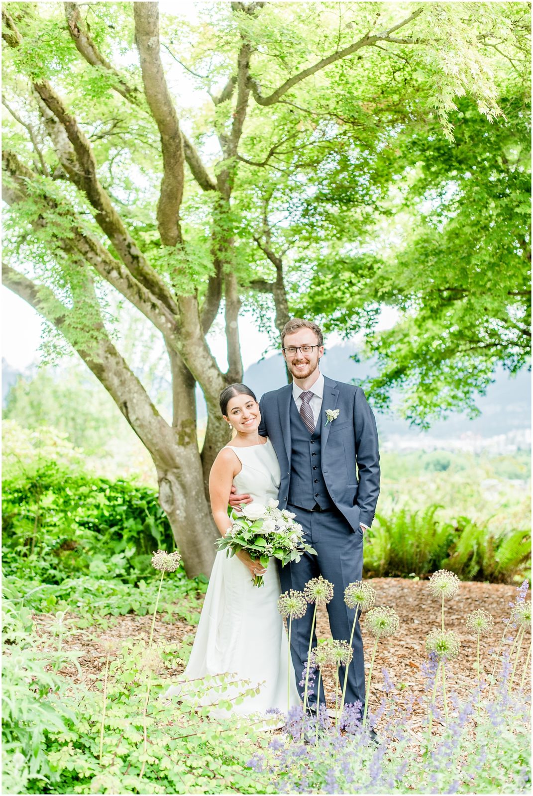 Burnaby Vancouver Wedding Bride and Groom in Queen Elizabeth Park