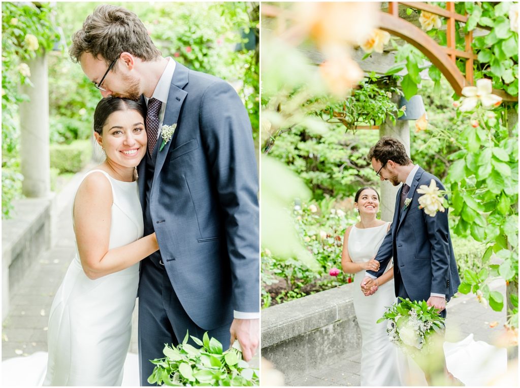 Burnaby Vancouver Wedding Bride and Groom at the UBC Rose Garden