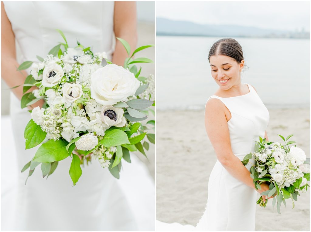 Burnaby Vancouver Wedding Bride on the beach at Spanish Banks