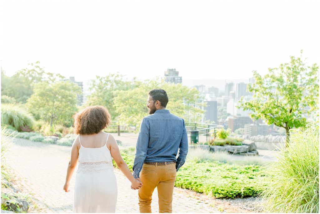 Sam Lawrence Park Hamilton Engagement Session couple walking on path