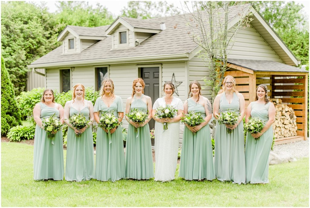 Princeton backyard wedding bride and bridesmaid group photo