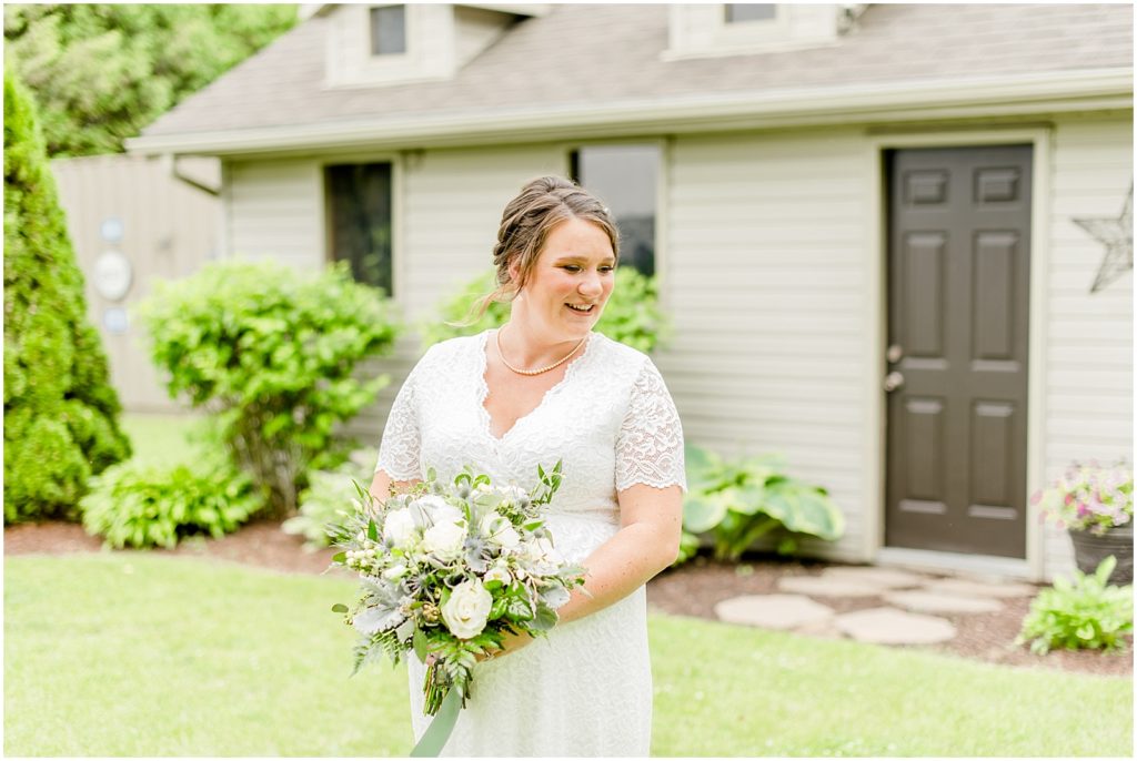 Princeton backyard wedding portrait of bride walking