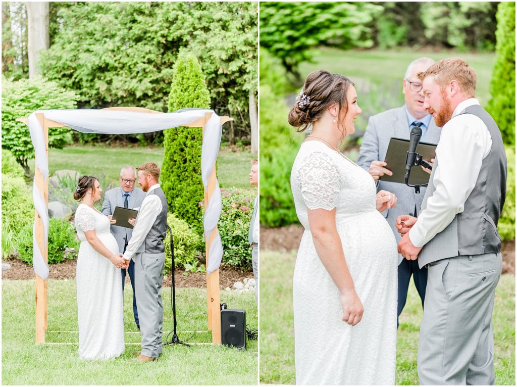 Princeton backyard wedding bride and groom at the ceremony