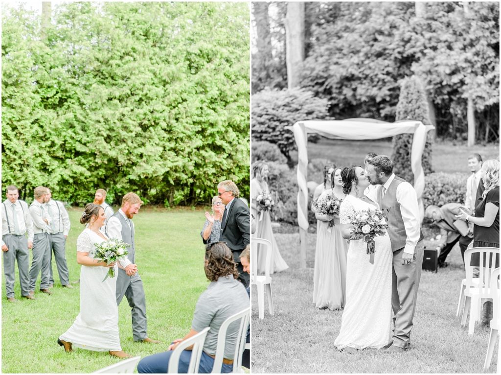 Princeton backyard wedding bride and groom leave ceremony