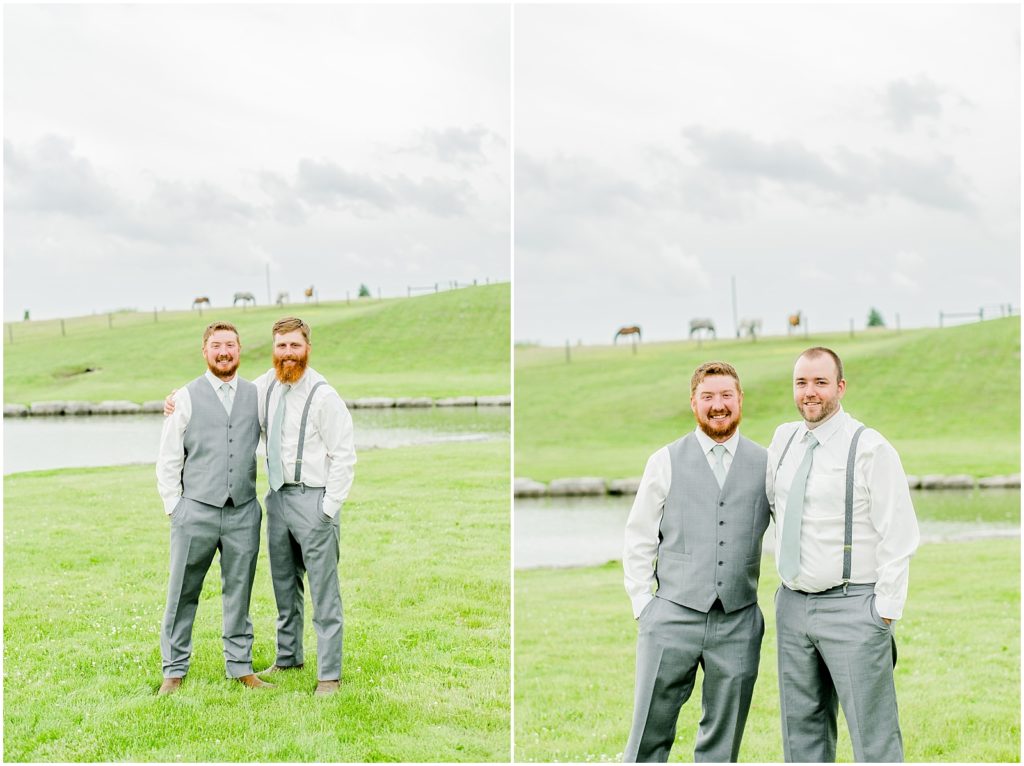 Princeton backyard wedding groom and groomsman portraits