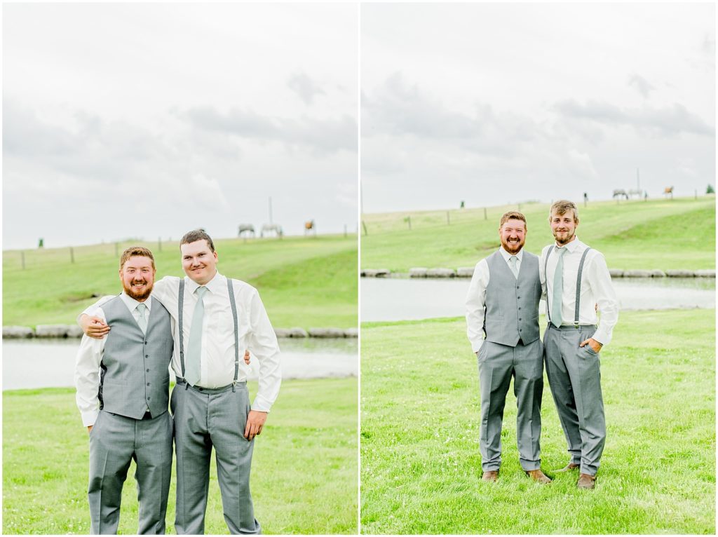 Princeton backyard wedding groom and groomsman portraits