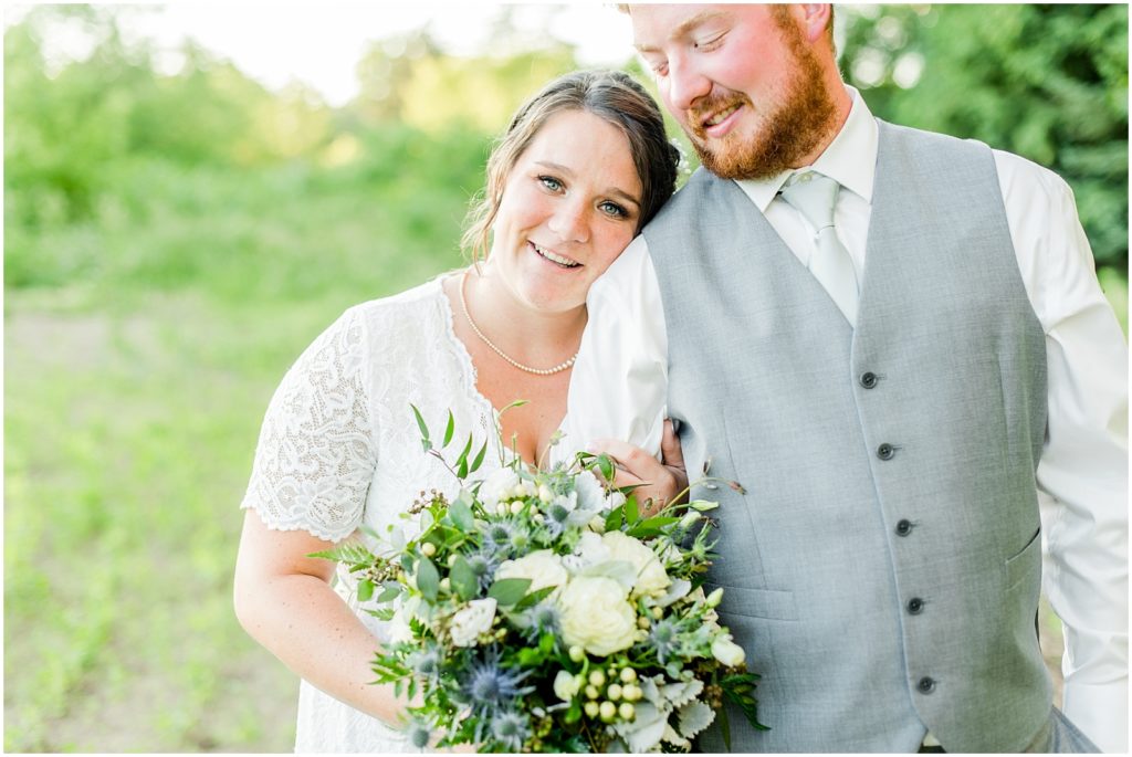 Princeton backyard wedding bride and groom at golden hour in country field