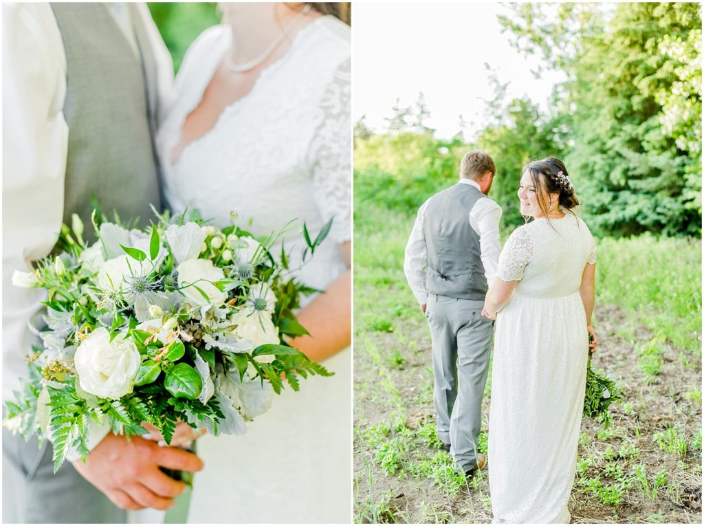 Princeton backyard wedding bride and groom at golden hour in country field