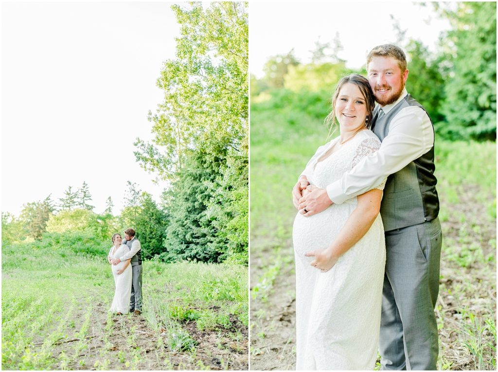 Princeton backyard wedding bride and groom at golden hour in country field