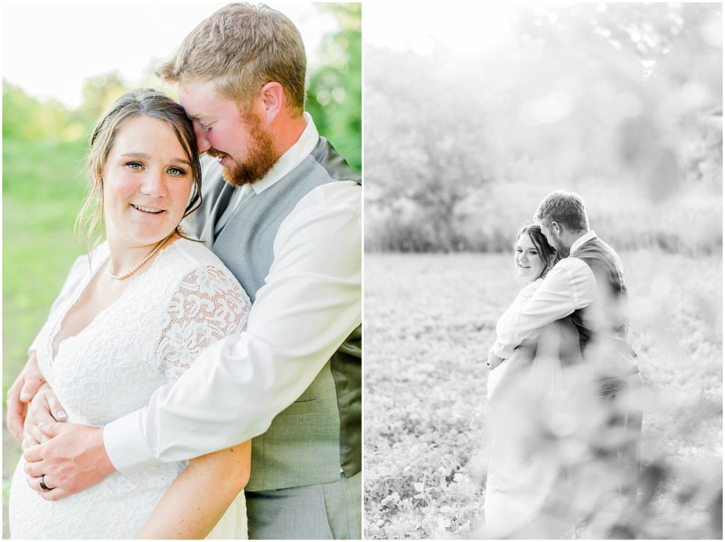 Princeton backyard wedding bride and groom at golden hour in country field