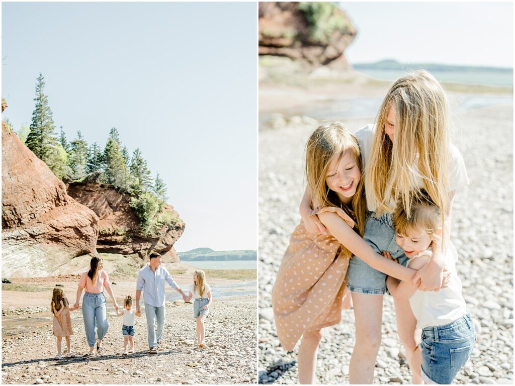 Saint Martins Portrait Session kids hugging and smiling in the sand