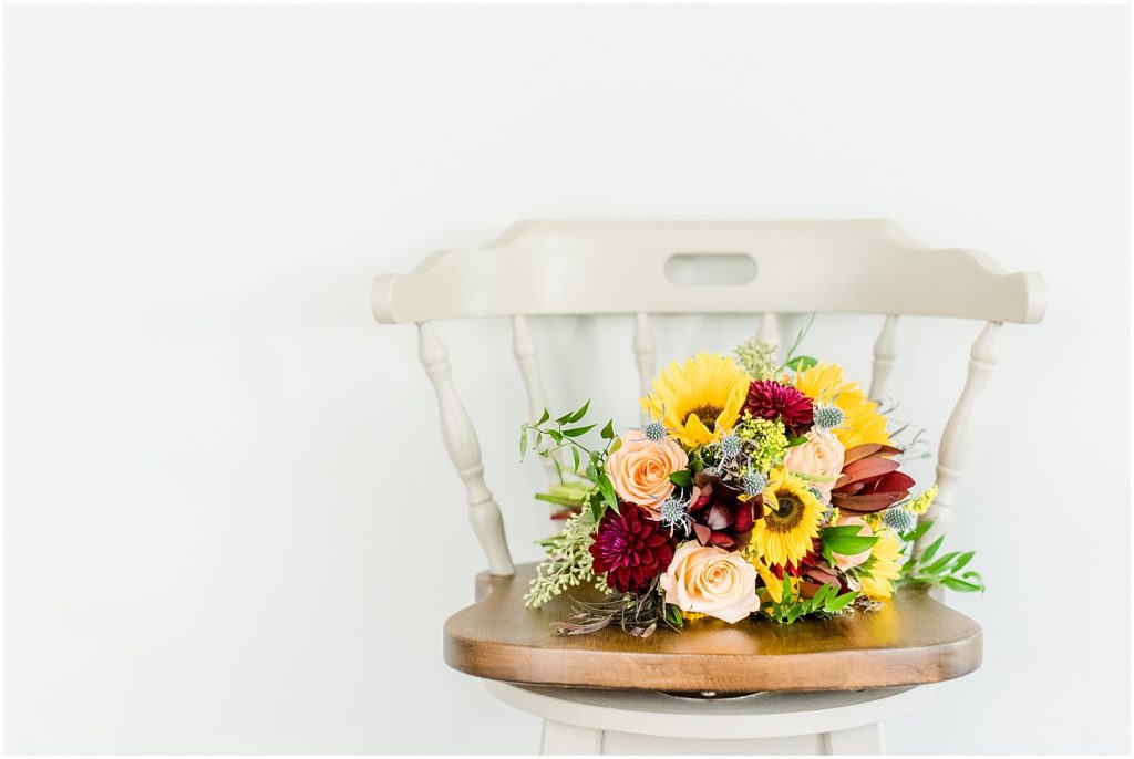 St. Mary's Countryside Wedding bouquet on chair