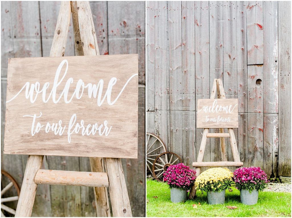 St. Mary's Countryside Wedding reception welcome sign