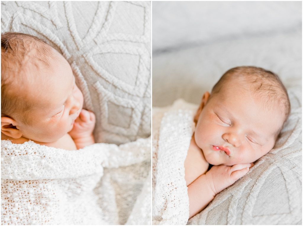 ancaster hamilton lifestyle newborn session baby on bed
