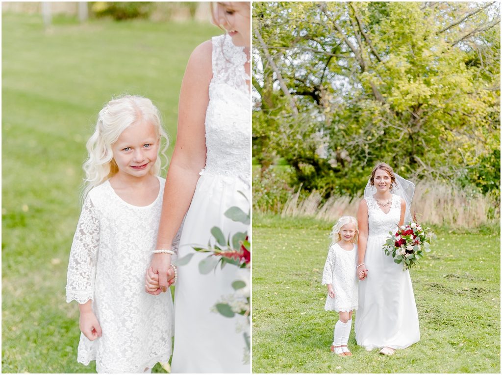 oxford country countryside wedding bride and flower girl