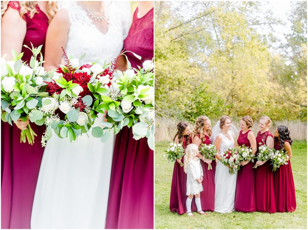 oxford country countryside wedding bride and bridesmaids with bouquets