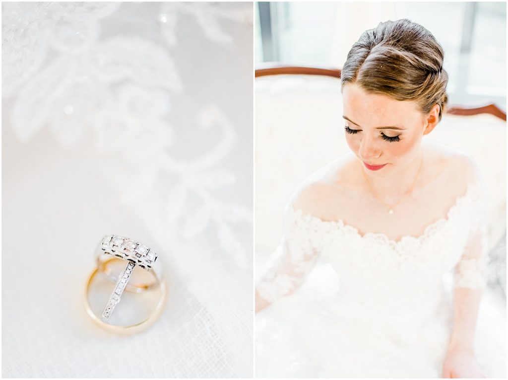 primp and proper salon vancouver wedding bride in dress on couch and ring details