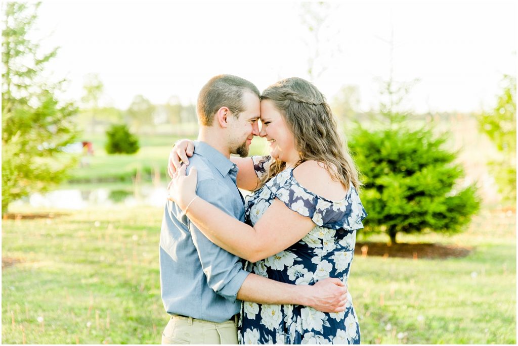 Burgessville Countryside Engagement Session Couple Hugging