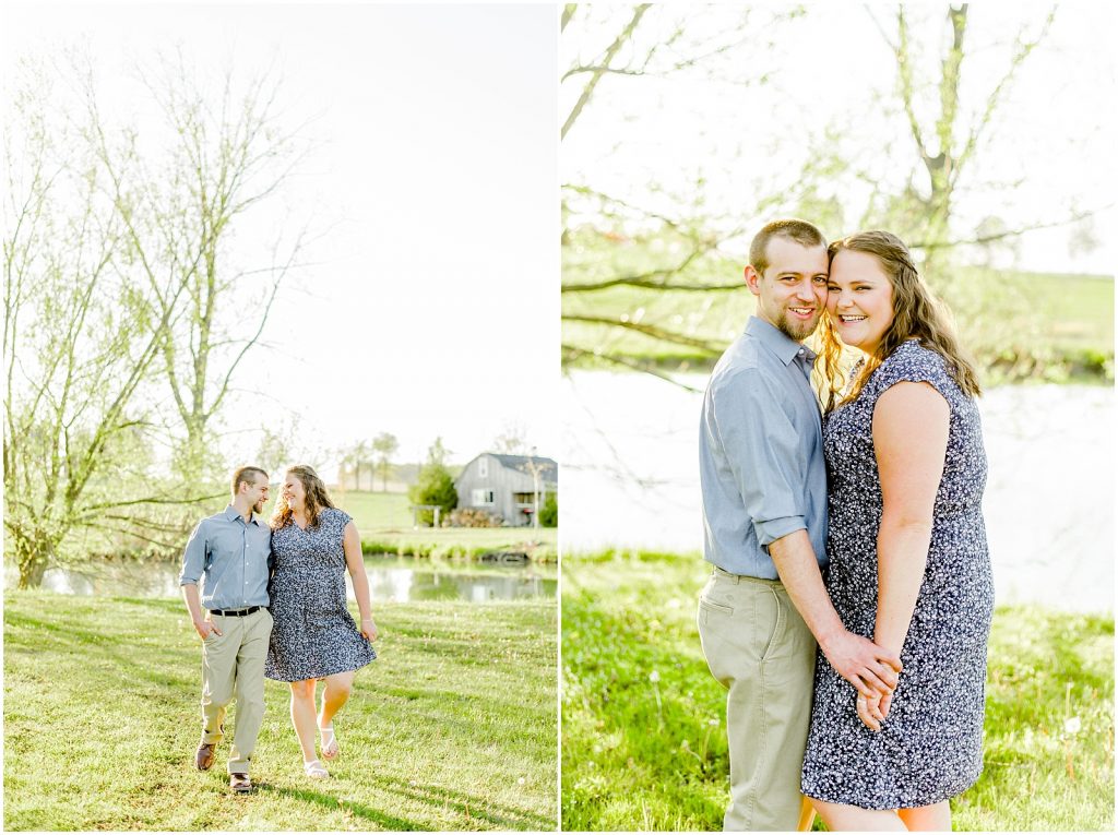 Burgessville Countryside Engagement Session Couple walking