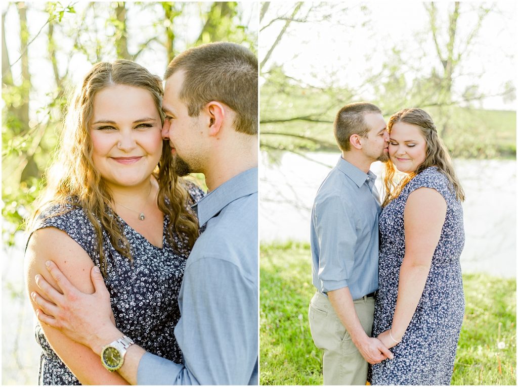 Burgessville Countryside Engagement Session Couple snuggling closely