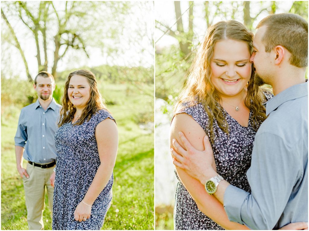 Burgessville Countryside Engagement Session Couple laughing