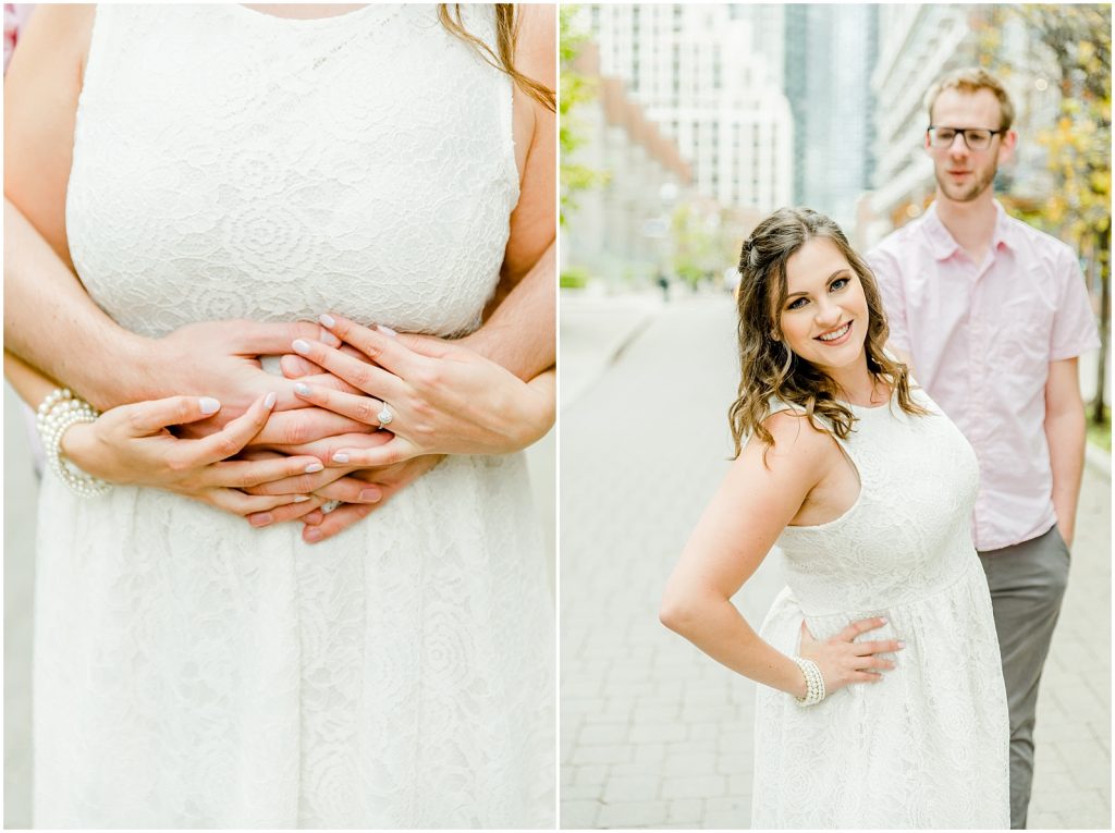 Toronto City Engagement Session bride and ring and hand details