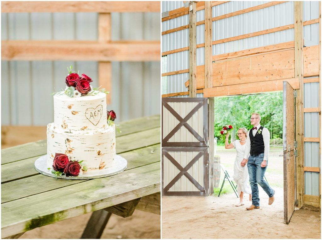 Harley Brant County horse farm wedding husband and wife bride and groom enter reception