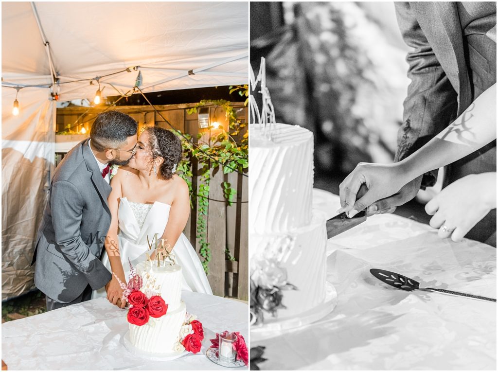 Riverwood Conservancy Wedding bride and groom cake cutting
